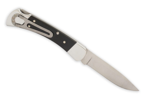 Buck Knives 110 Drop Point Black Micarta Aluminum Lightweight Folding Hunter Knife W/ Clip 0110BKSSH6