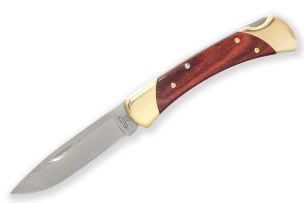 Buck Knives 111 Rosewood Drop Point Folding Hunter Knife W/Sheath (Sloped Bolster 110) 111RWSSH