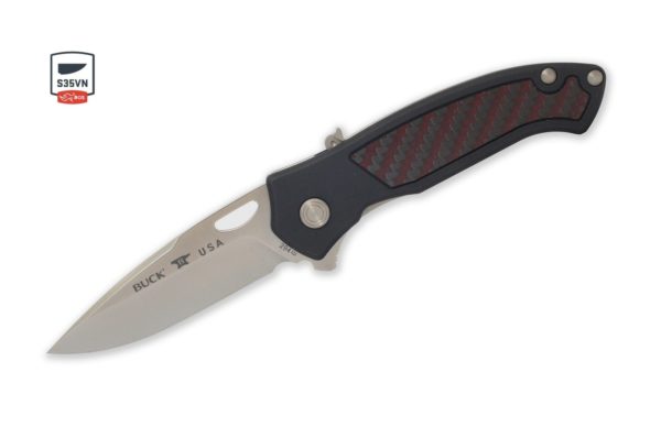 Buck Knives 294 Red/Black Carbon Fiber Momentum Assisted Opening Folding Knife