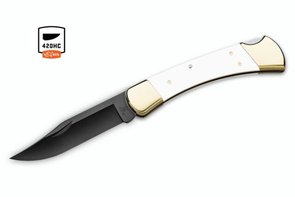 Buck Knives 110 White G-10 Black Oxide Folding Hunter Knife W/Sheath 110WHSSH