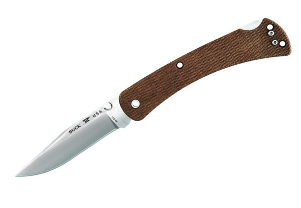 Buck Knives 110 Slim Pro Brown Micarta BOS S30V Folding Hunter Knife W/ Clip