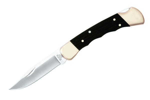 Buck Knives 110 Finger Groove Genuine Ebony Wood Folding Hunter W/Sheath 110Brsfg