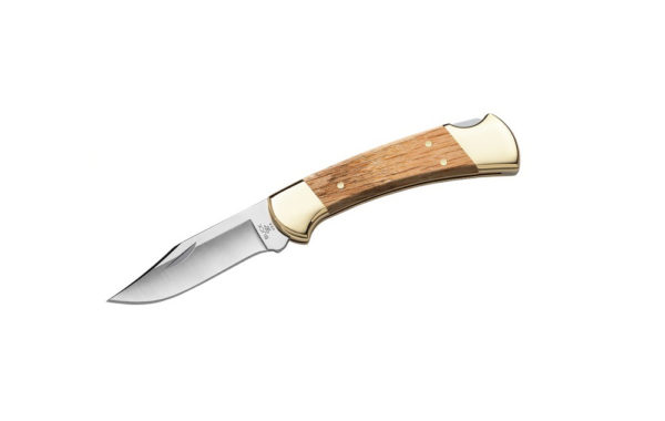 Buck Knives 112 Ranger Oak & 5160 BOS High Carbon Folding Knife W/Sheath 0112OAKSSH