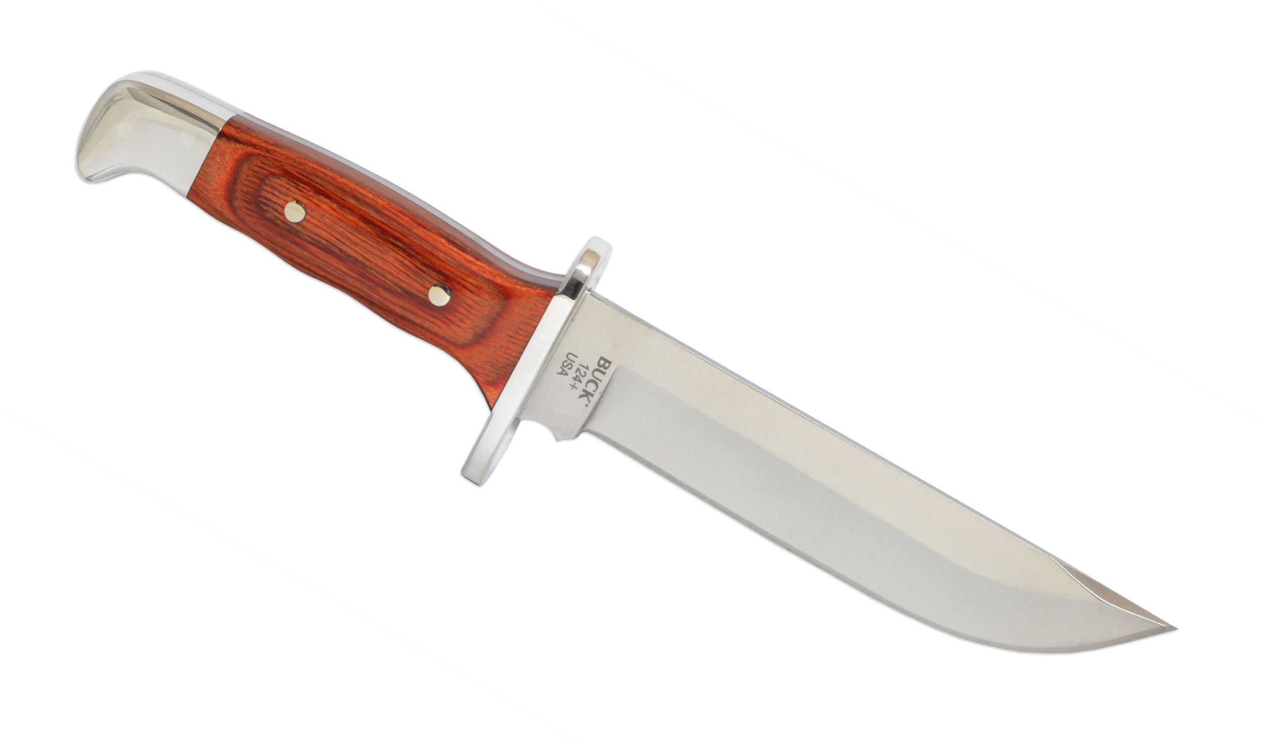 Buck Knives 124 Frontiersman Cocobolo BOS 5160 Steel Fixed Knife W/ Sheath and Clad