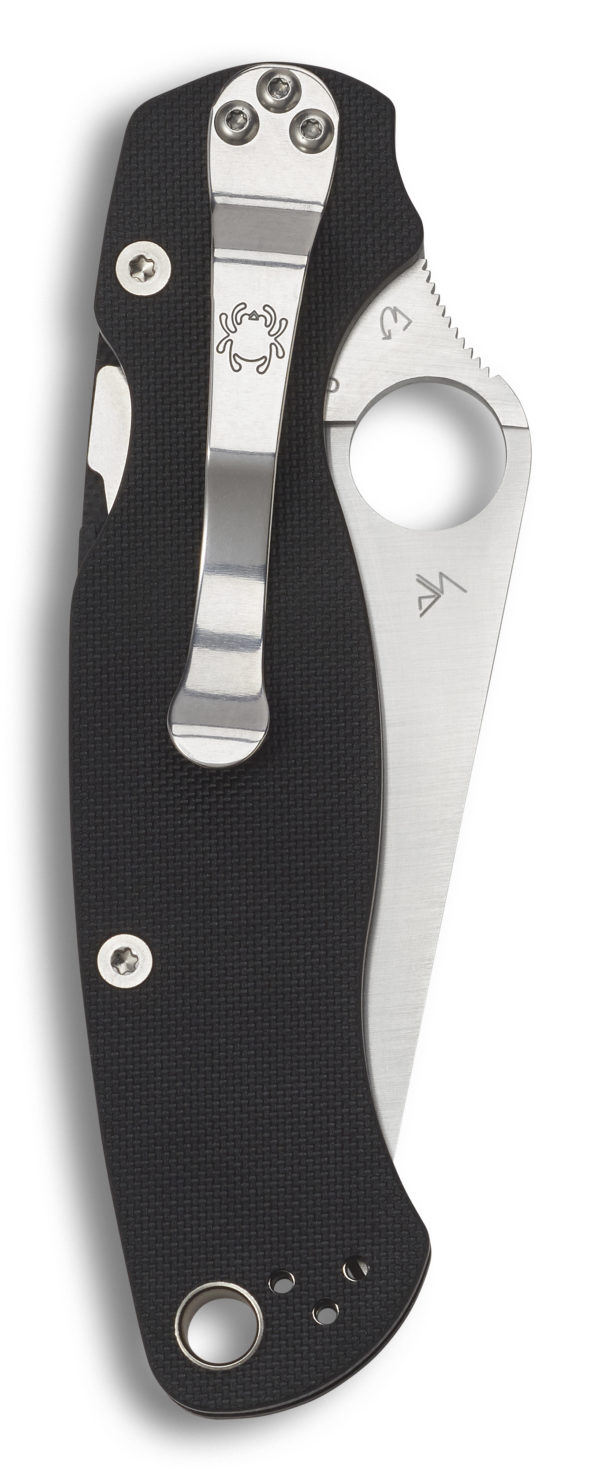 Spyderco Paramilitary 2 Folding Knife 3.42" S45VN Satin Plain Blade, Black G10 Handles W/ Clip - Image 6