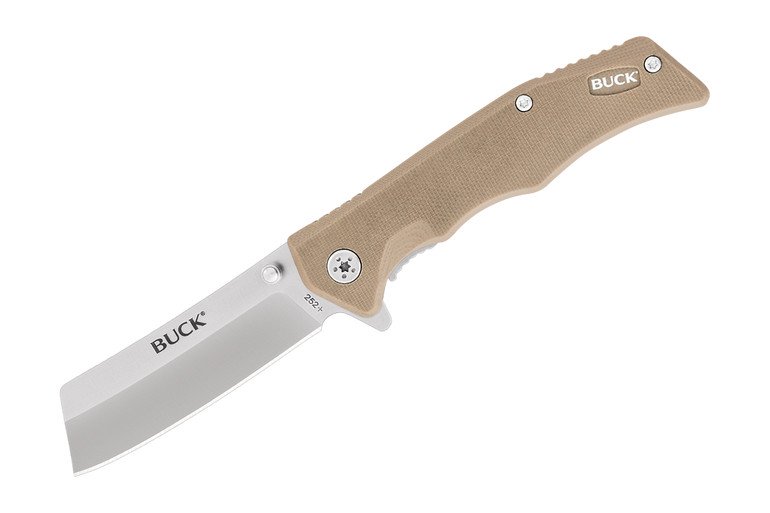 Buck Knives 252 Trunk Tan G-10 Cleaver Folding Knife W/ Clip 0252TNS-B - Image 6