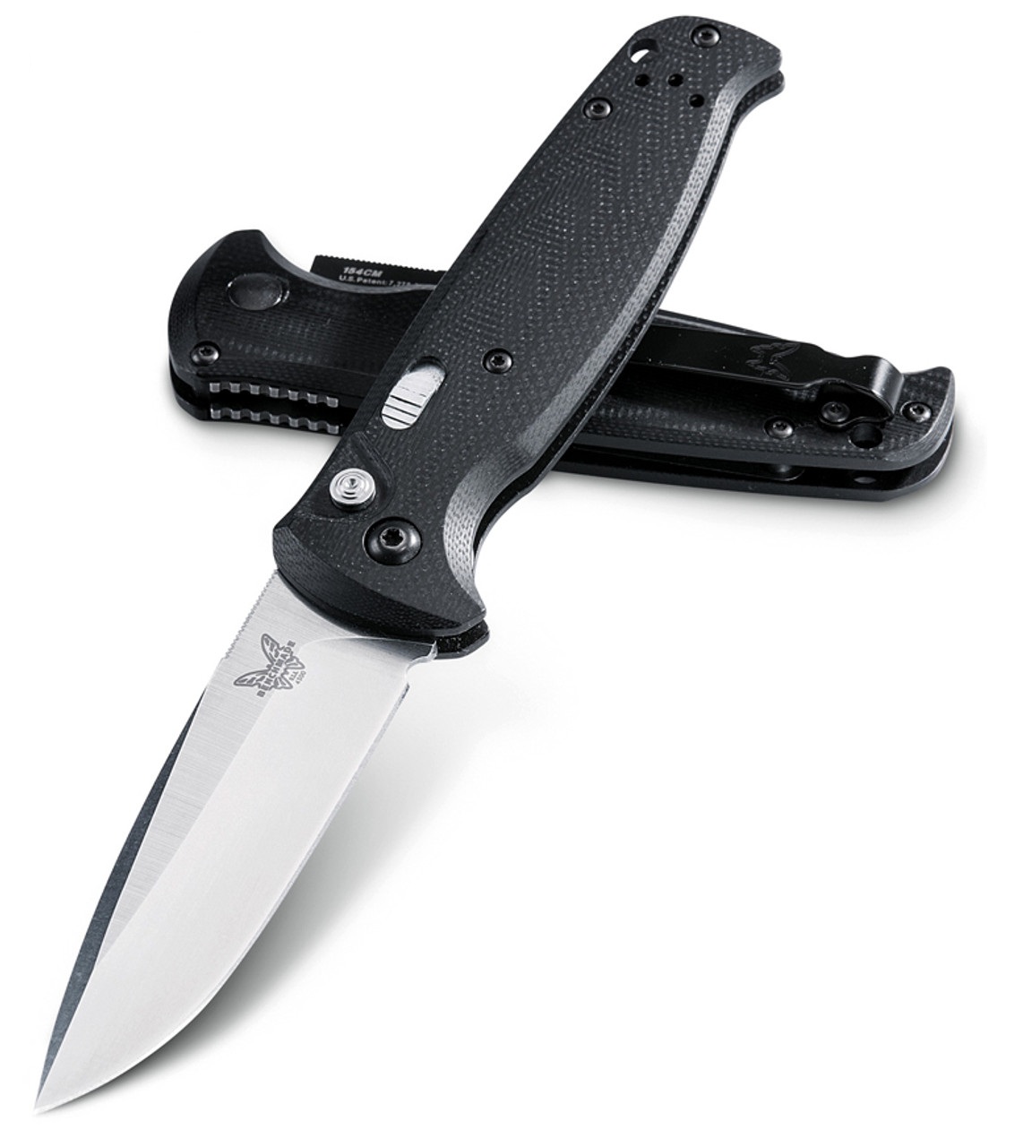 Benchmade 4300 CLA AUTOMATIC - 3.40" Plain Edge Satin Finish 154CM Blade - Black G-10 Handle