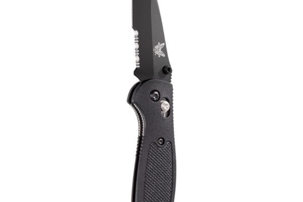 Benchmade 556SBK-S30V AXIS Mini Griptilian - 2.91" Black Finish Combo Edge Drop Point CPM-S30V Blade - Black GFN Handle