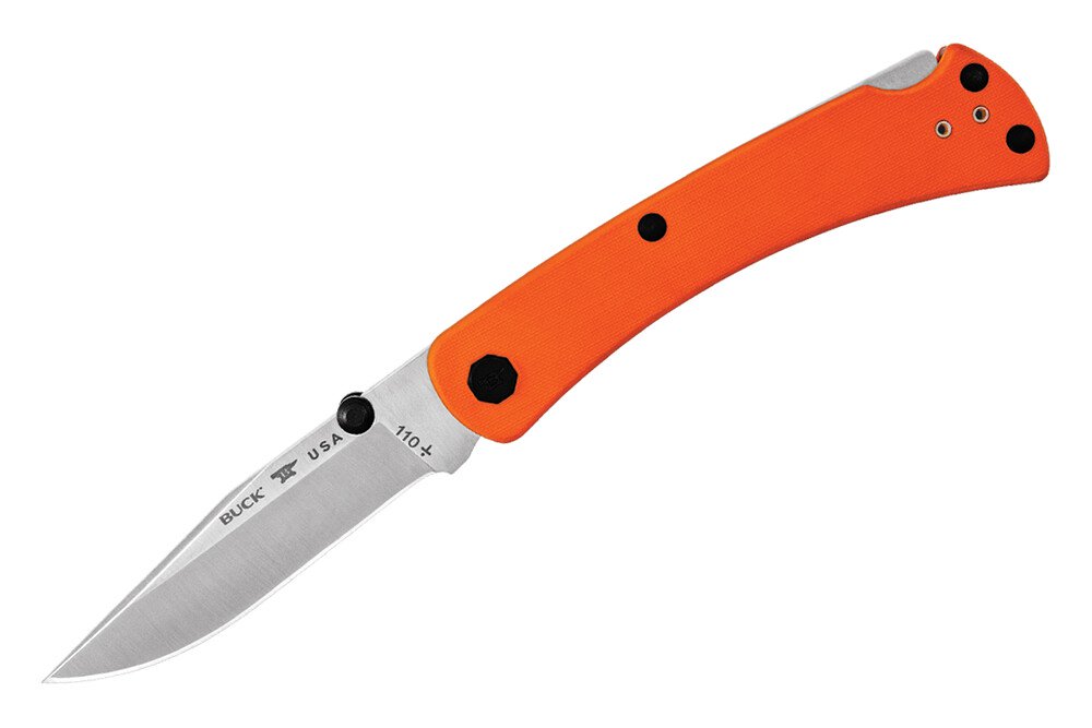 Buck Knives 110 Slim Pro TRX Folding Hunter Knife, Orange G10 Scales ...