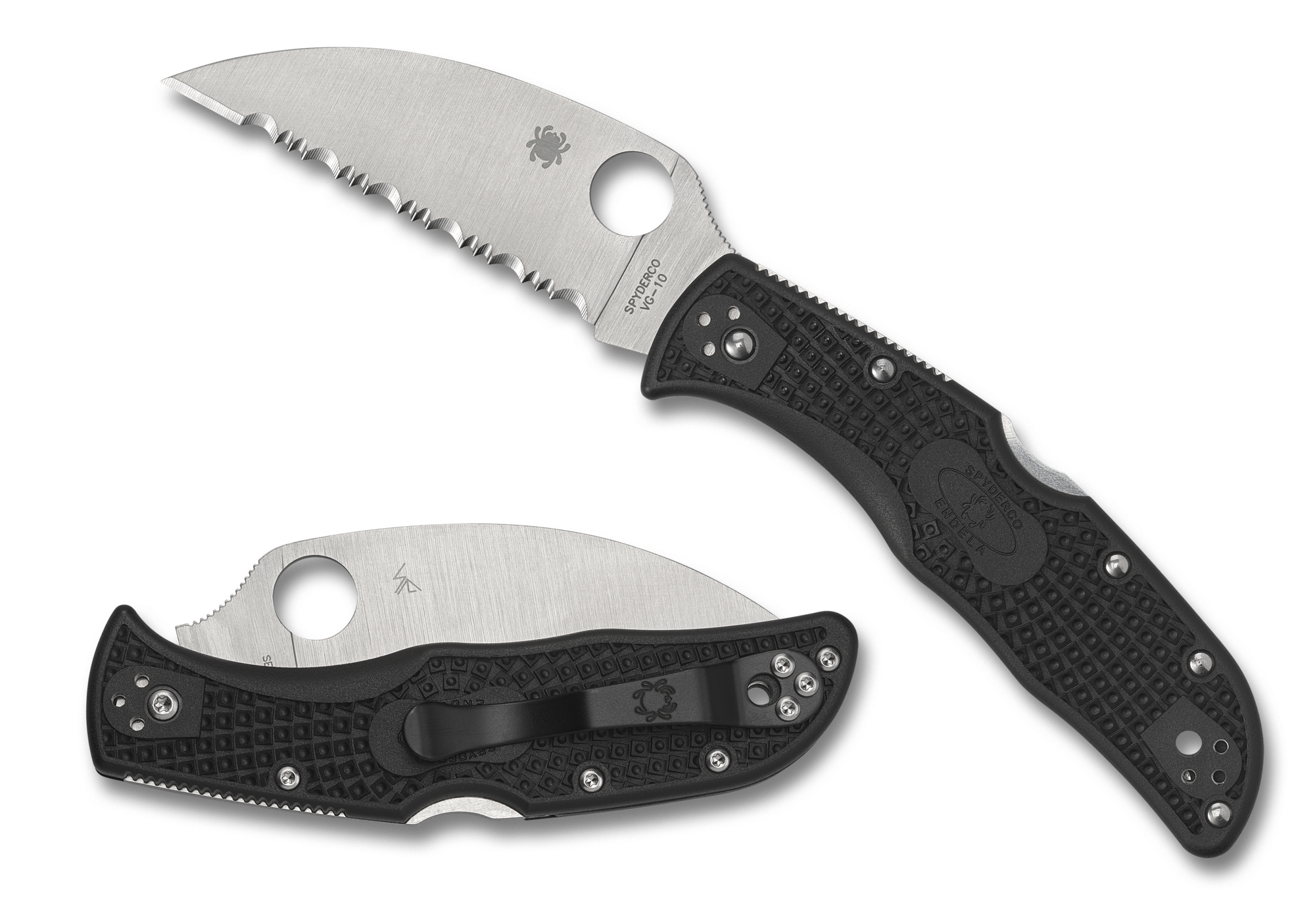 Spyderco Endela Wharncliffe Lightweight Folding Knife 3.4" VG10 Plain Blade, Black FRN Scales W/ Clip - Image 4