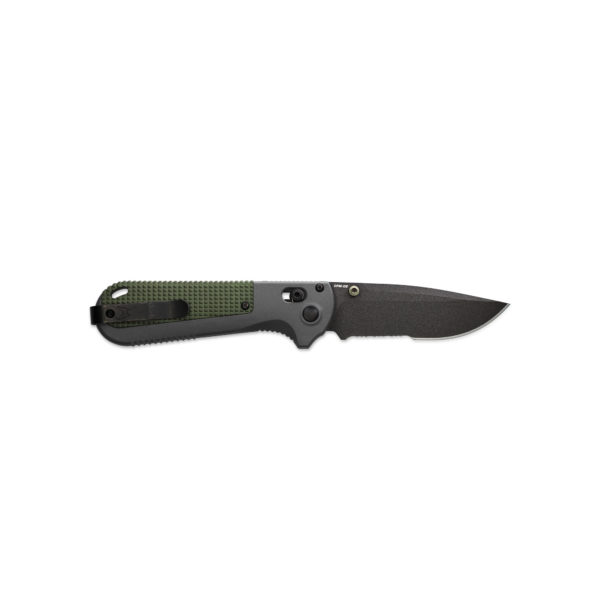 Benchmade 430SBK Redoubt Folding Knife 3.55" Partial Serrated Graphite CPM-D2 Blade, Gray & Green Grivory Handles (Out Of Production) - Image 8