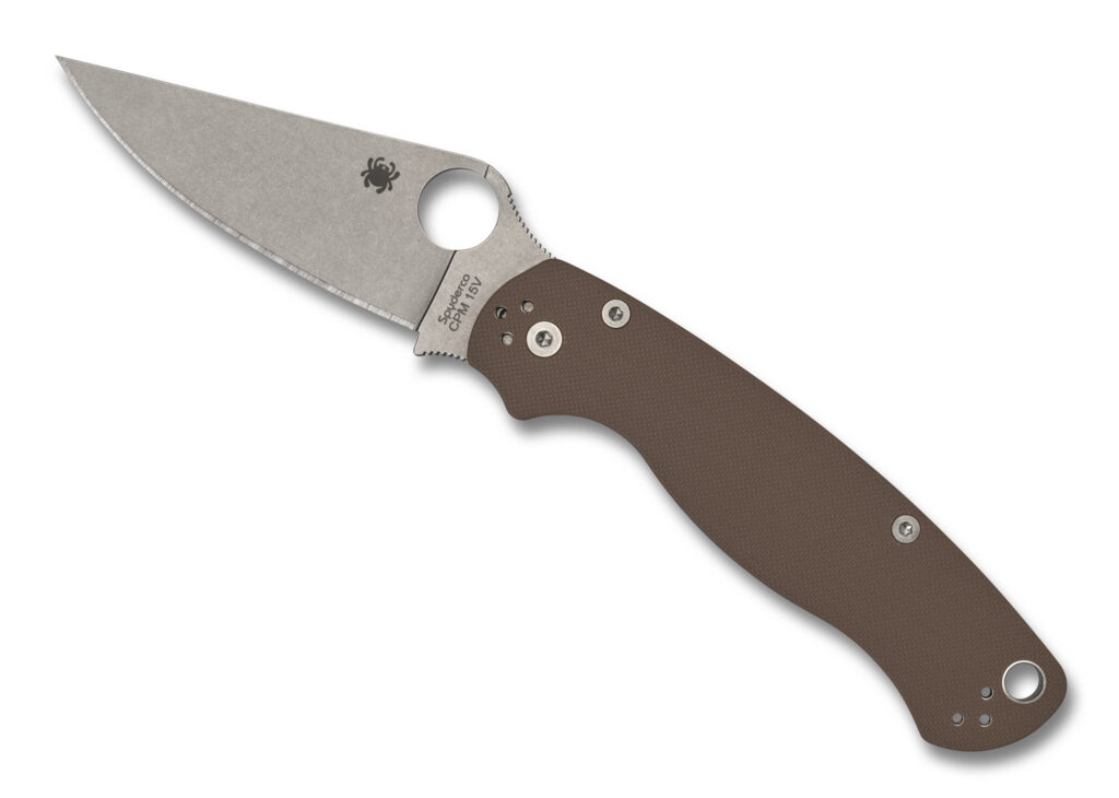 Spyderco Paramilitary 2 Folding Knife 3.47″ CPM 15V Plain Blade, Brown G10 Handles W/Clip