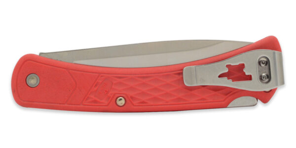 Buck Knives 110 Slim Select Folding Hunter Pocket Knife, 420HC Drop Point Blade, Red Scales W/ Clip - Image 3