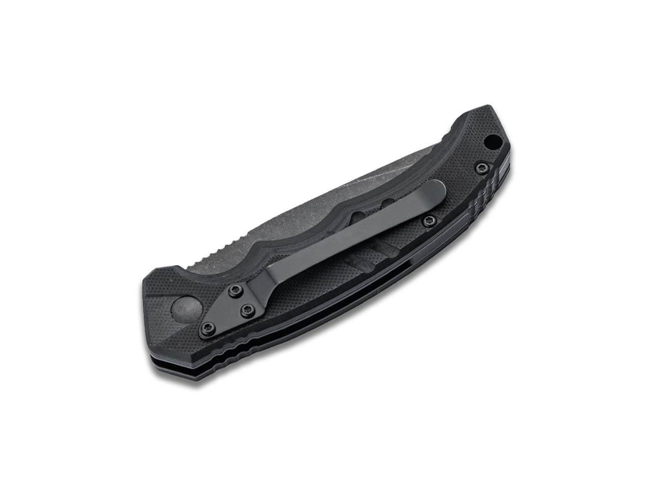Boker Plus Mini Kalashnikov Tanto Auto Folding Knife, 2.52" Black D2 Tanto Blade, Finger Groove Aluminum Handles W/ Clip - Image 3