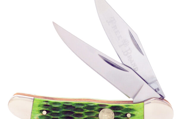 Boker Manufaktur Traditional Series 2.0 Copperhead Pocket Knife, Burnt Lime Green Jigged Bone Scales, 3" D2 Blades (C&C Exclusive)