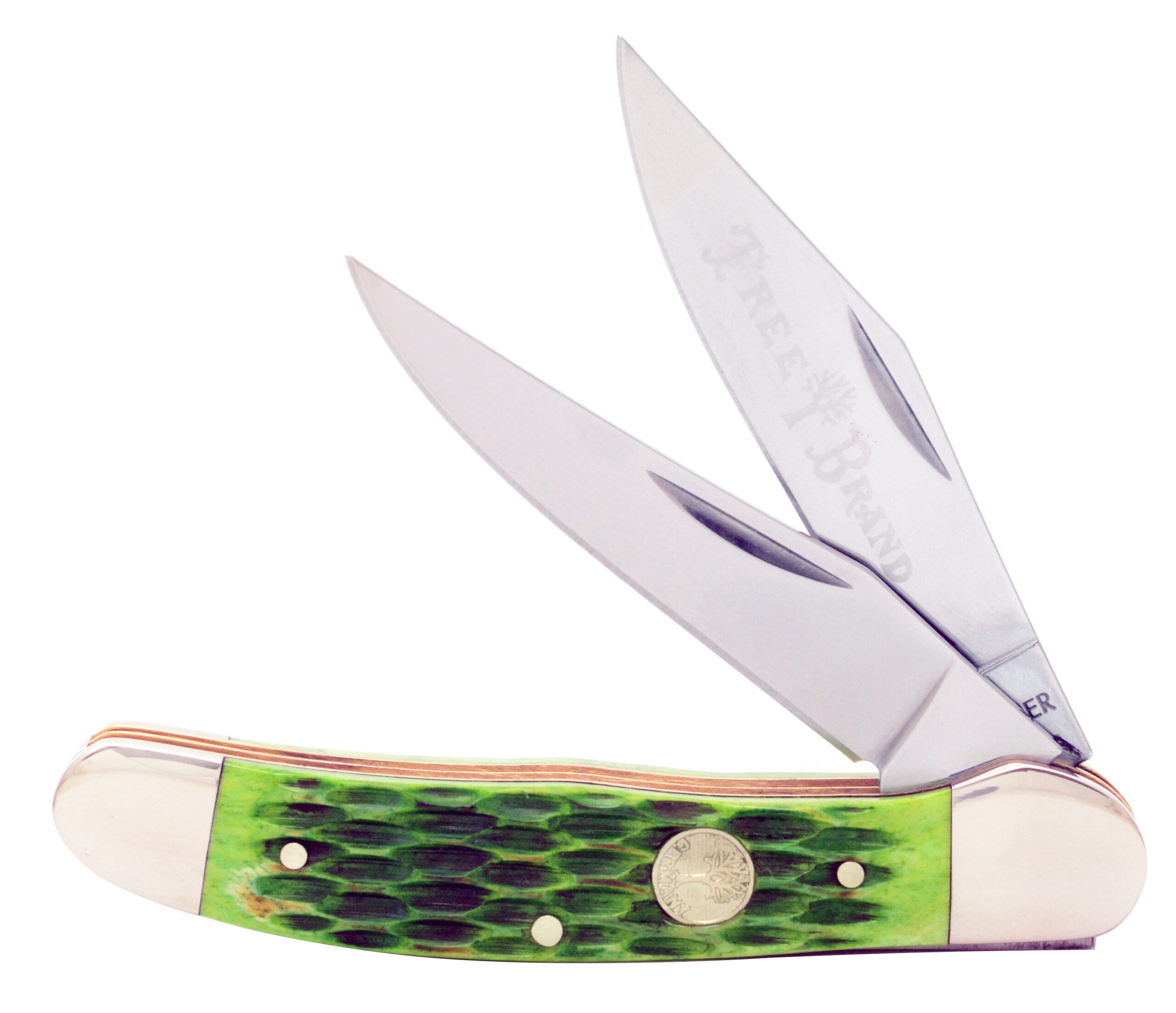 Boker Manufaktur Traditional Series 2.0 Copperhead Pocket Knife, Burnt Lime Green Jigged Bone Scales, 3" D2 Blades (C&C Exclusive)