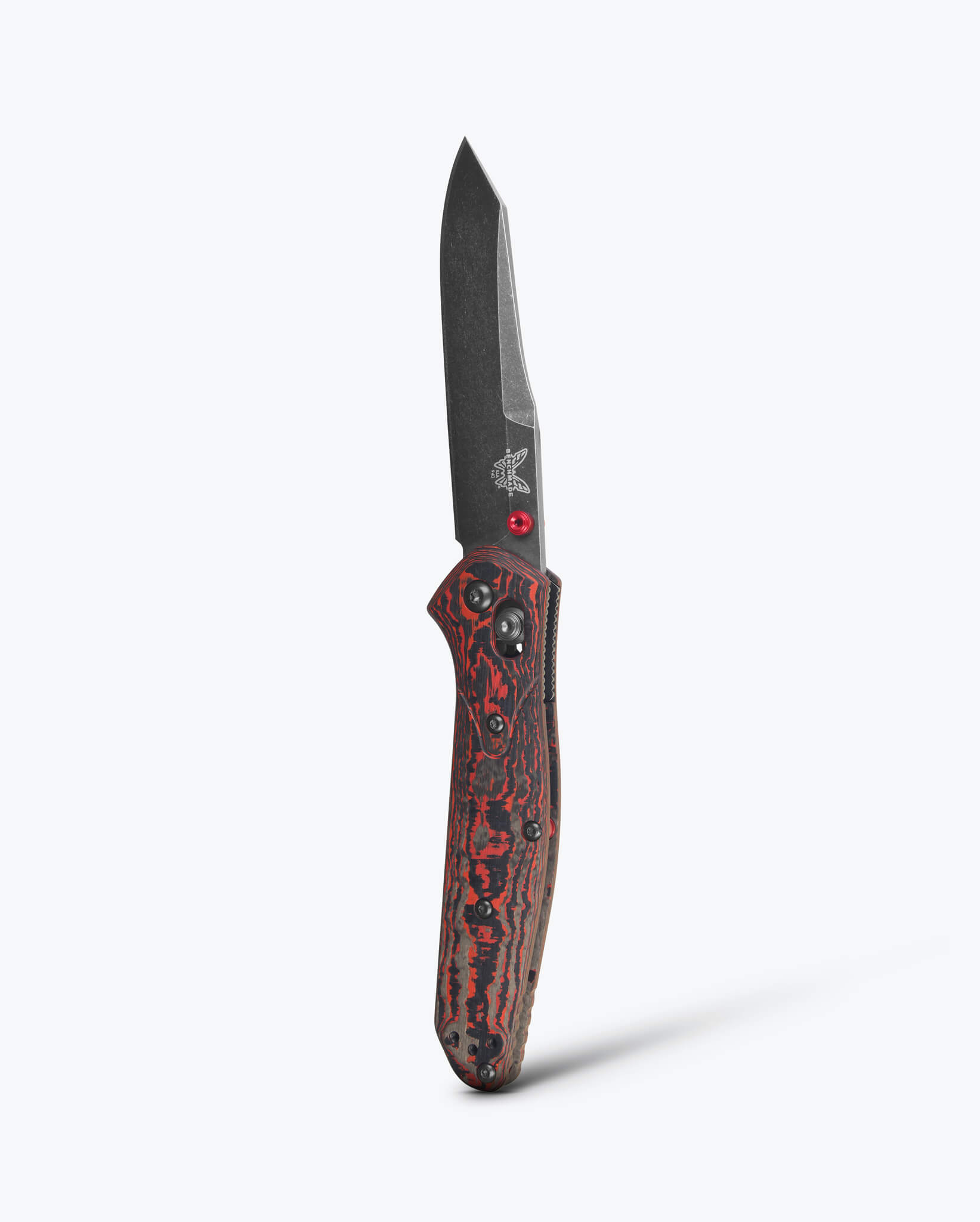 Benchmade 940BK-2502 Osborne Folding Knife, 3.4" CPM-MagnaCut Battlewash DLC Reverse Tanto Blade, Lava Flow Fat Carbon Handles W/ Clip (Limited Edition) - Image 2