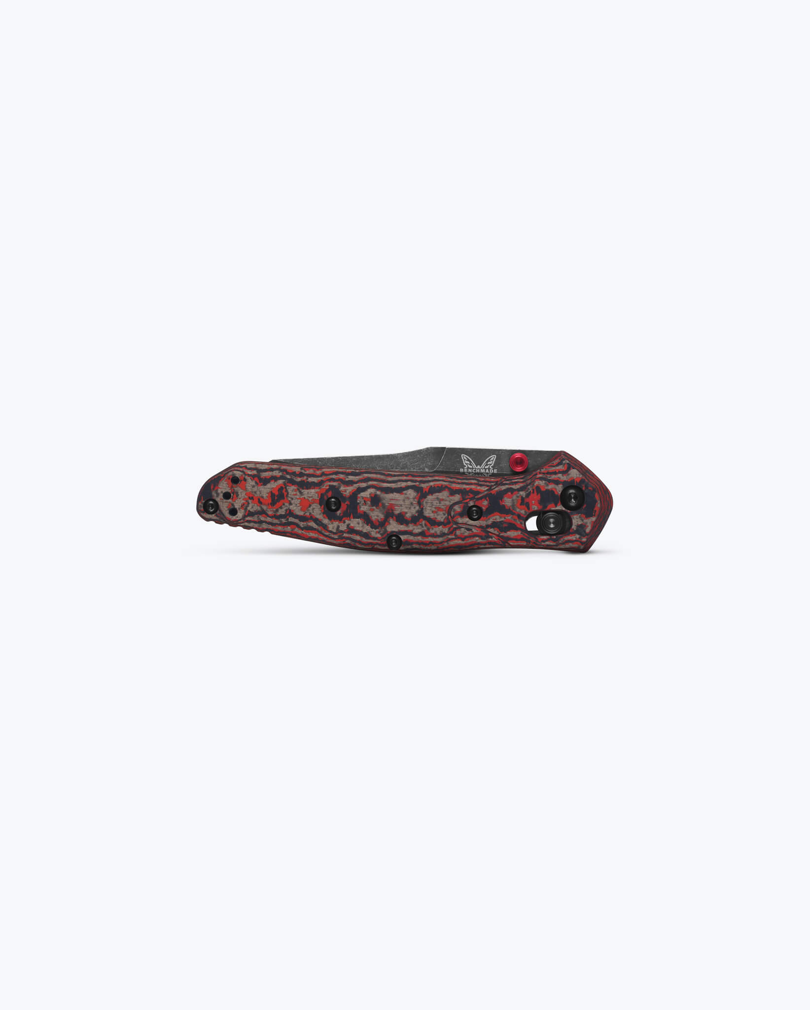 Benchmade 940BK-2502 Osborne Folding Knife, 3.4" CPM-MagnaCut Battlewash DLC Reverse Tanto Blade, Lava Flow Fat Carbon Handles W/ Clip (Limited Edition) - Image 5