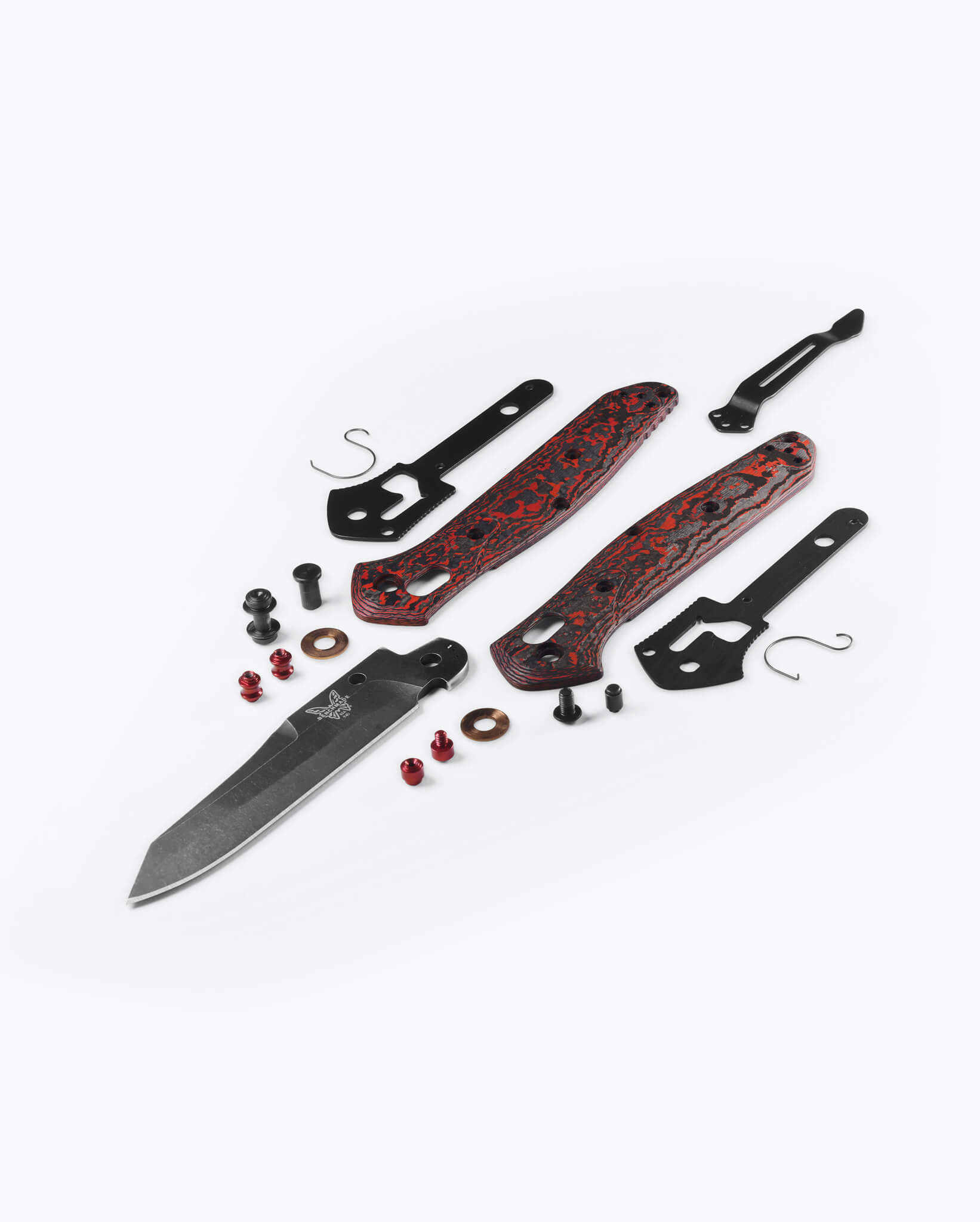 Benchmade 940BK-2502 Osborne Folding Knife, 3.4" CPM-MagnaCut Battlewash DLC Reverse Tanto Blade, Lava Flow Fat Carbon Handles W/ Clip (Limited Edition) - Image 8