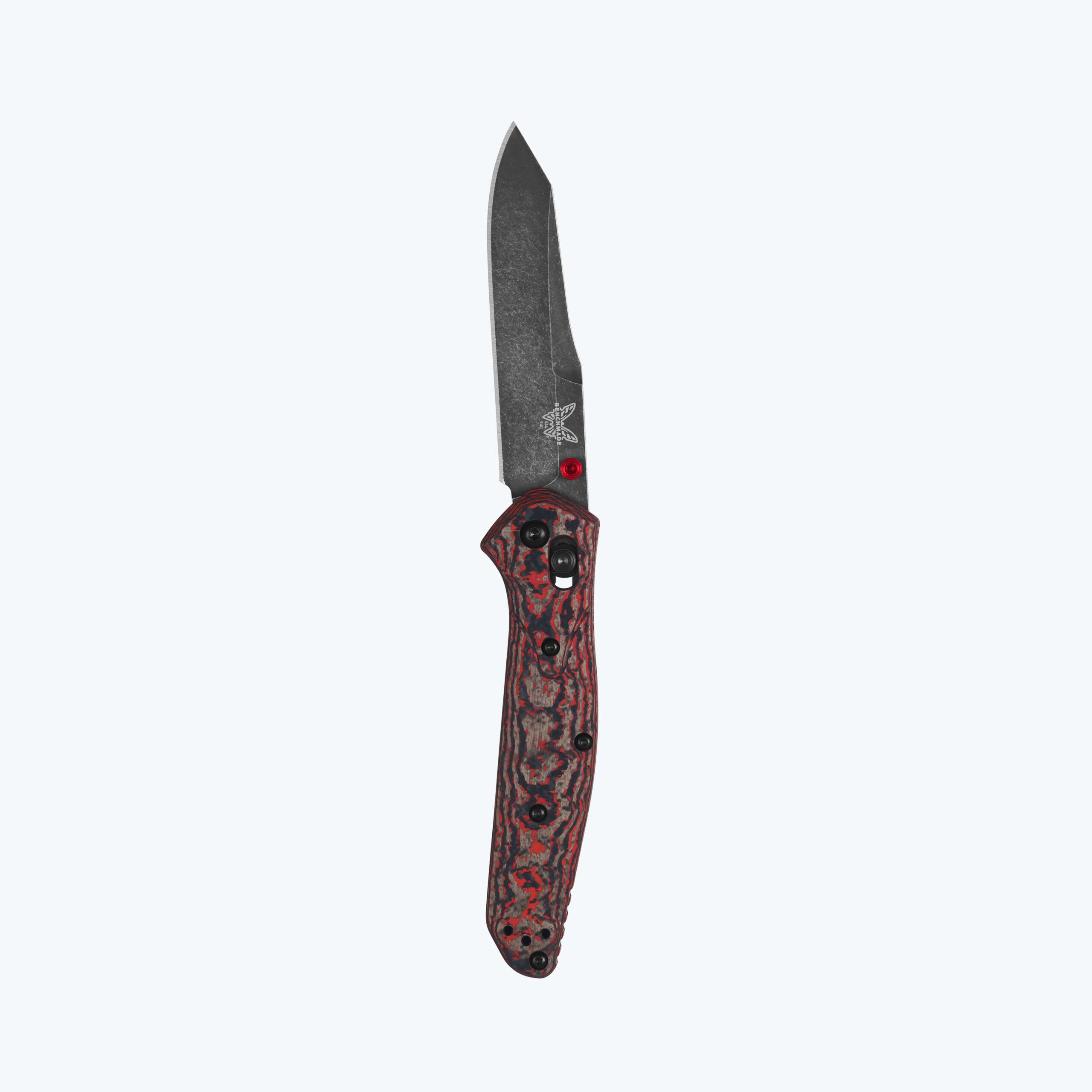 Benchmade 940BK-2502 Osborne Folding Knife, 3.4" CPM-MagnaCut Battlewash DLC Reverse Tanto Blade, Lava Flow Fat Carbon Handles W/ Clip (Limited Edition) - Image 9