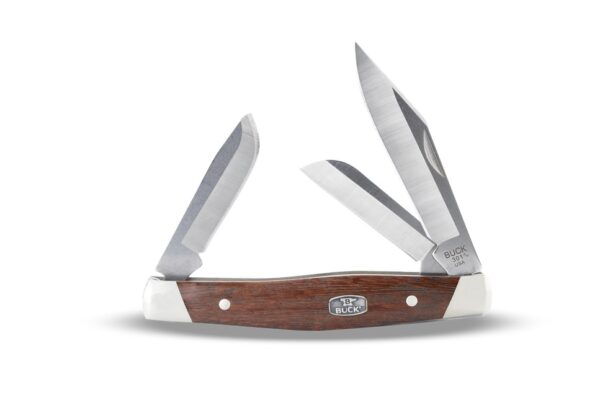 Buck Knives 301BRS3 Stockman Folding Pocket Knife, 2.875" 420HC Blade(s), Granadillo Wood Handle W/ Nickle Silver Bolsters