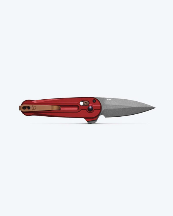 Benchmade 491GY-01 Lowden AXIS Flipper Folding Knife, 2.79" M390 Gray Cerakote Spear Point Blade, Phoenix Red Aluminum Handles W/ Clip - Image 3