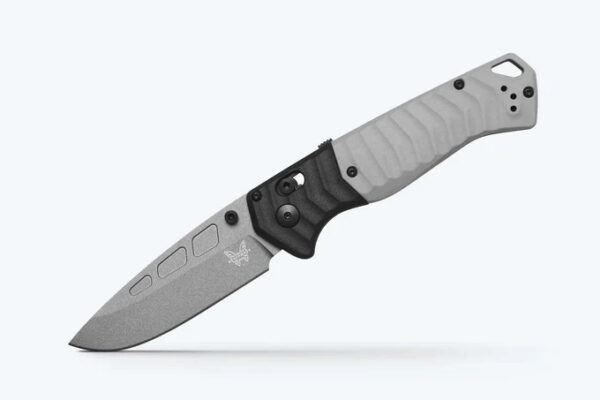 Benchmade 593GY-02 PSK Personal Survival Kit Assisted Folding Knife, 3.4" Elemax Gray Cerakote Drop Point Blade, Milled Storm Gray Grivory Handles with Tempest Gray Grivory Bolsters