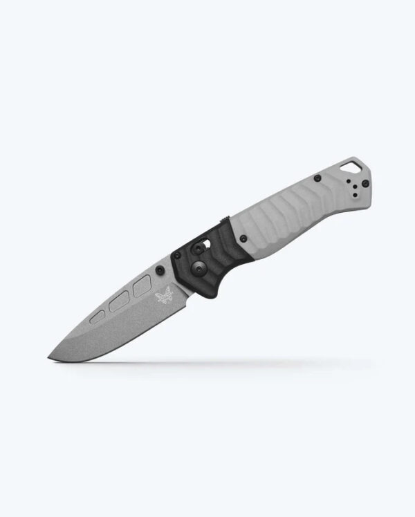 Benchmade 593GY-02 PSK Personal Survival Kit Assisted Folding Knife, 3.4" Elemax Gray Cerakote Drop Point Blade, Milled Storm Gray Grivory Handles with Tempest Gray Grivory Bolsters