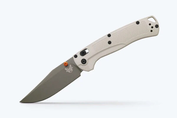Benchmade Hunt 15536GN-01 Taggedout Folding Knife, 3.5" Elmax Green Cerakote Clip Point Blade, Tan Grivory Handles W/ Clip