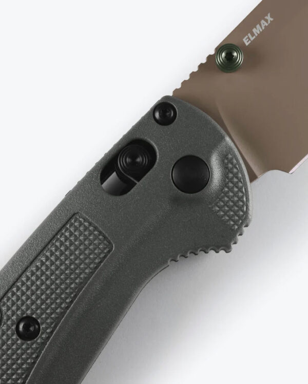 Benchmade Hunt 15536TN-02 Taggedout Folding Knife, 3.5" Elmax Tan Cerakote Clip Point Blade, Deep Olive Grivory Handles W/ Clip - Image 4