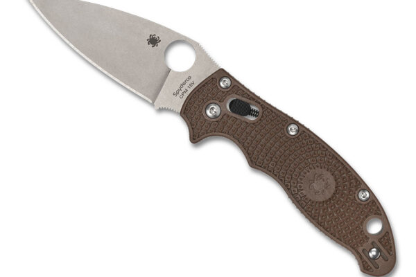 Spyderco Manix 2 Lightweight Folding Knife, 3.37" CPM-15V Stonewashed Plain Blade, Brown FCRP Handles, C101PBN15V2 (Sprint Run)