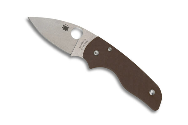 Spyderco Lil' Native Compression Lock Folding Knife, 2.42" CPM-15V Stonewashed Plain Blade, Brown G10 Handles W/ Clip, C230GPBN15V (Sprint Run)