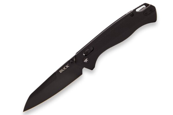 Buck Knives 698BKS Ferrox Crossbar Lock Folding Knife, 3.375" D2 Black Reverse Tanto Blade, Black Anodized Aluminum Scales W/ Clip