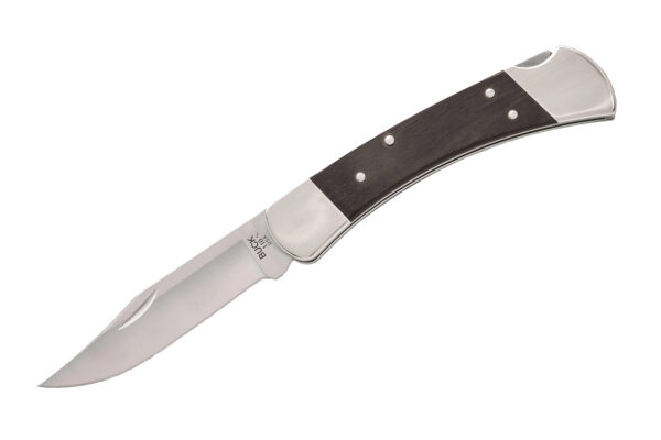 Buck Knives 110 Slim Heritage Elite Folding Hunter, 3.75" MagnaCut Satin Blade, Genuine Ebony Wood Handles, Nickel Silver Bolsters, Deep Carry Pocket Clip