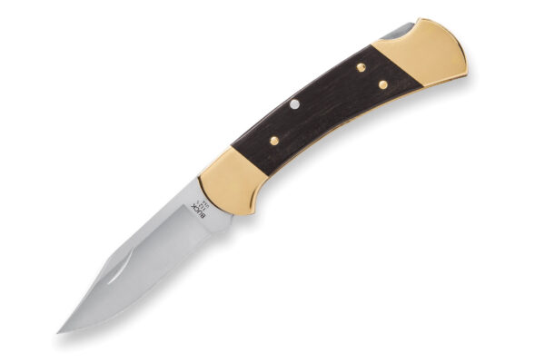 Buck Knives 112 Slim Heritage Elite Ranger, 3" MagnaCut Satin Blade, Genuine Ebony Wood Handles, Brass Bolsters, Deep Carry Pocket Clip