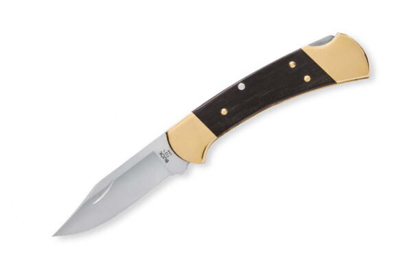 Buck Knives 112 Slim Heritage Elite Ranger, 3" MagnaCut Satin Blade, Genuine Ebony Wood Handles, Brass Bolsters, Deep Carry Pocket Clip