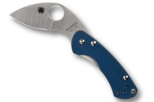 Spyderco Balance Frame Lock Folding Knife, 1.98" CPM-SPY27 Satin Plain Blade, Cobalt Blue G10 and Stainless Steel Handles W/ Clip, C141GPCBL (Sprint Run)