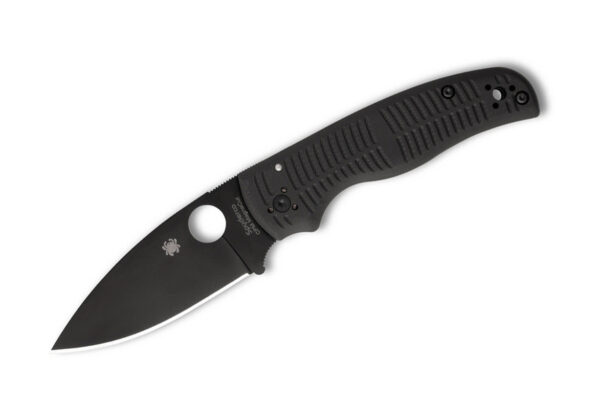 Spyderco Shaman Salt Folding Knife, Compression Lock, 3.58" CPM-MagnaCut Black DLC Plain Blade, Black G10 Handles W/ Clip