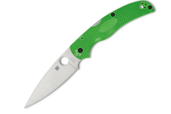 Spyderco Native Chief Lightweight Salt Lockback Folding Knife, 4.02" LC200N Satin Plain Blade, Green FRN Handles W/ Clip