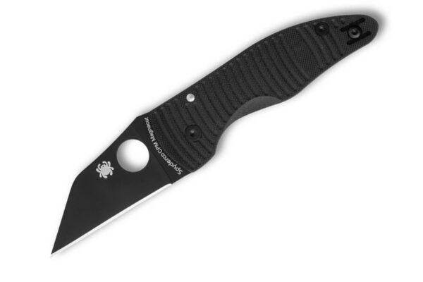Spyderco MicroJimbo Salt Folding Compression Lock Folding Knife, 2.45" CPM-MagnaCut Black DLC Plain Blade, Black G10 Handles W/Clip
