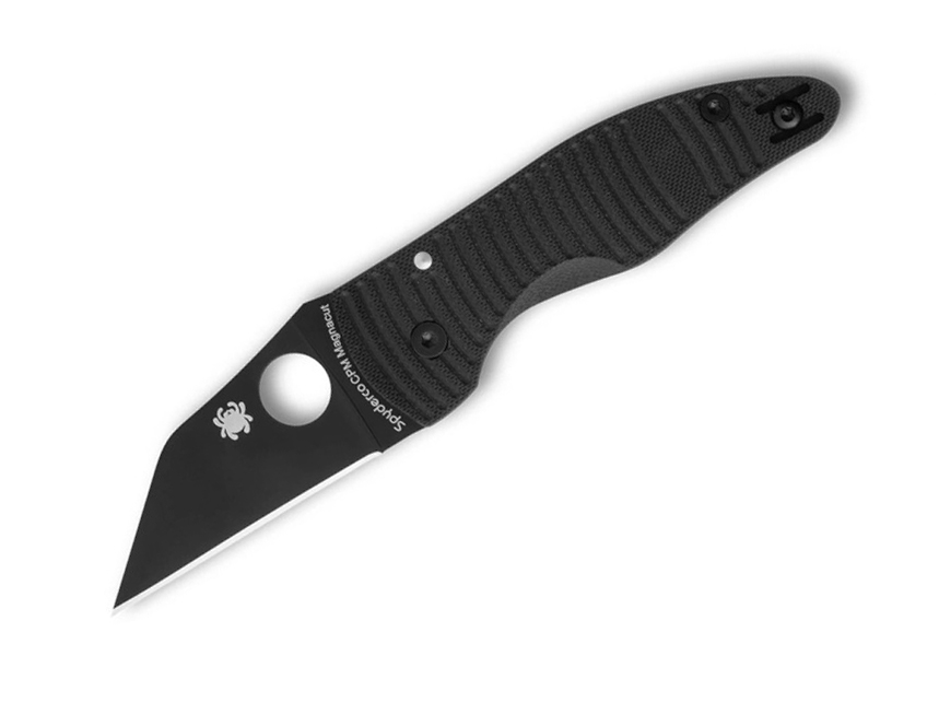 Spyderco MicroJimbo Salt Folding Compression Lock Folding Knife, 2.45" CPM-MagnaCut Black DLC Plain Blade, Black G10 Handles W/Clip