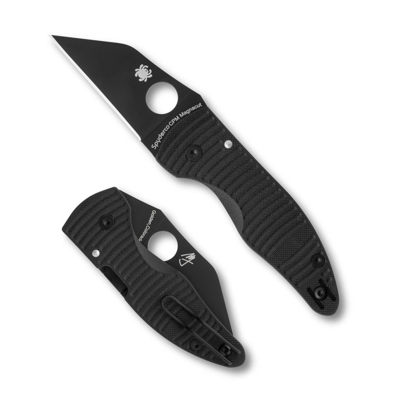Spyderco MicroJimbo Salt Folding Compression Lock Folding Knife, 2.45" CPM-MagnaCut Black DLC Plain Blade, Black G10 Handles W/Clip - Image 2