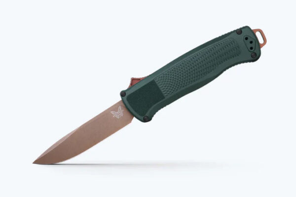 Benchmade 5371FE-2601 Shootout OTF Auto Knife, 3.49" Z-Wear Flat Dark Earth PVD Drop Point Blade, Taiga Green Grivory Handles W/ Clip (Seasonal Production)