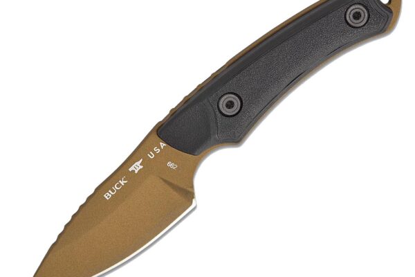 Buck Knives 662 Alpha Scout Backcountry Fixed Blade Knife, 2.875" 420HC Bronze Cerakote Drop Point, VeraFlex Rubber/GRN Scales W/ Kydex Sheath