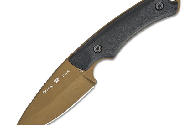 Buck Knives 664 Alpha Hunter Backcountry Fixed Blade Knife, 3.625" 420HC Bronze Cerakote Drop Point, VeraFlex Rubber/GRN Scales W/ Kydex Sheath