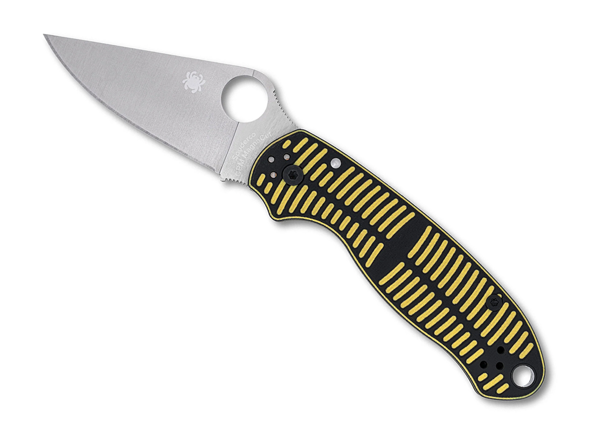 Spyderco Para 3 Salt Compression Lock Folding Knife, 2.92″ CPM-MagnaCut Satin Plain Blade, Yellow/Black G10 Handles W/ Clip