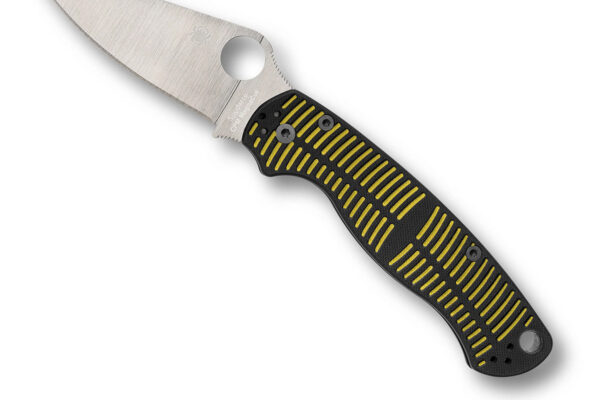 Spyderco Paramilitary 2 Salt Compression Lock Folding Knife, 3.45" CPM-MagnaCut Satin Blade, Yellow/Black G10 Handles W/ Clip