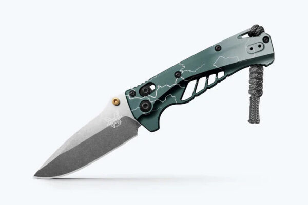 Benchmade 18065-ABEL1 Abel® Dark Waters Mini Adira AXIS Lock Folding Knife, 3.21" MagnaCut Drop Point Blade, Anodized Aluminum Handles W/ Deep Carry Clip (Limited Edition)