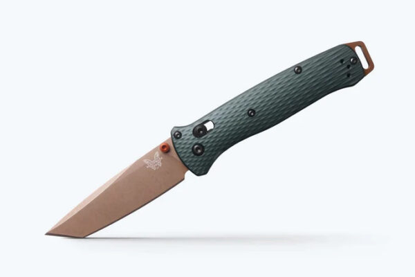 Benchmade 537FE-2601 Bailout Folding Knife, 3.38" S90V Flat Dark Earth Tanto Blade, Taiga Green Aluminum Handles (Seasonal)