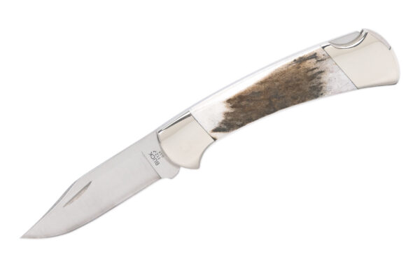 Buck Knives 112 Ranger, 3" 420HC Satin Blade, Genuine Elk Antler Handles, Nickle Silver Bolsters W/ Suede Leather Sheath (Limited Production)